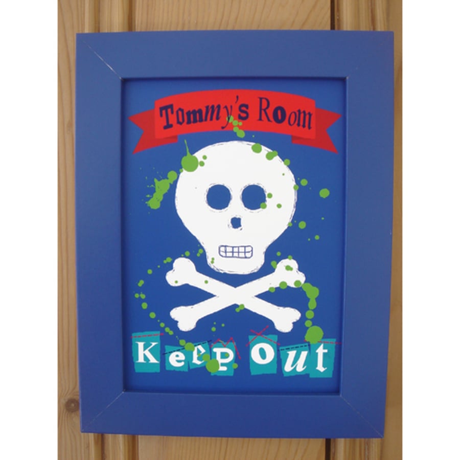 Skull and Crossbones Personalised Door Name Print.