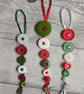 Set of Three Festive Button Dangle Christmas Tree Decorations - Image 2
