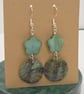 Mother of pearl and shell dangle earrings, sterling silver hooks - Image 2