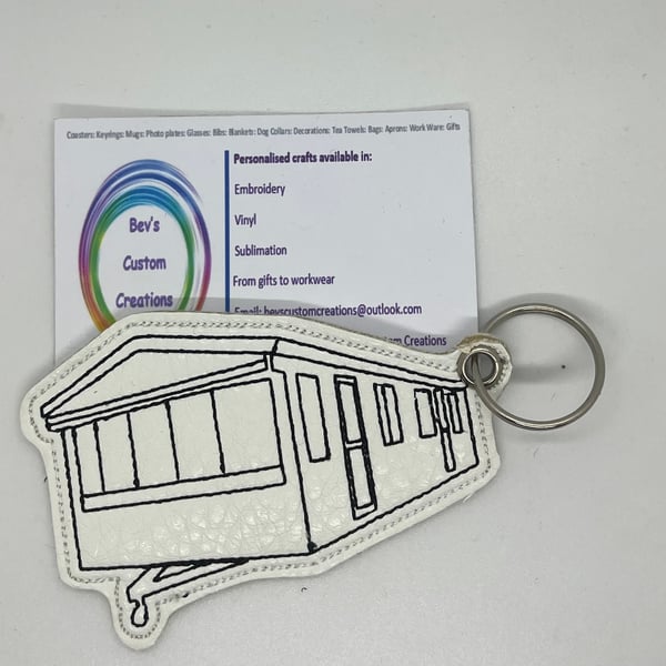 Embroidered static caravan Keyring