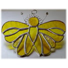 Yellow Butterfly Suncatcher Stained Glass Handmade 098