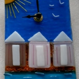 Beach huts wall clock