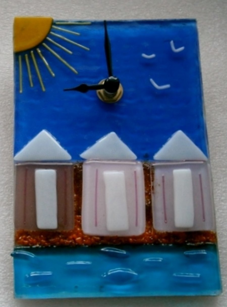 Beach huts wall clock