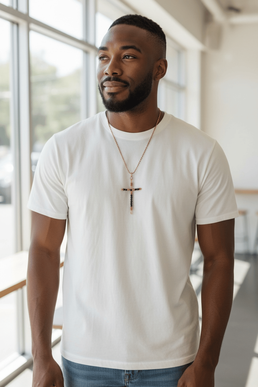 Oxidised Copper Black Crystals Cross - Goth, Alchemy - Large