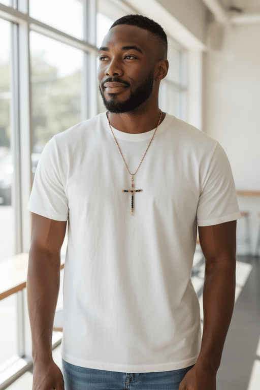 Oxidised Copper Black Crystals Cross - Goth, Alchemy - Large