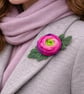 Handmade Felted Wool Flower Brooch - Image 3