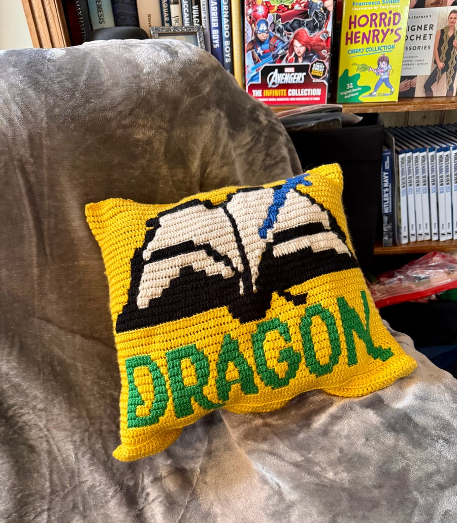 Book Dragon Cushion Cover. Emailed PDF Pattern