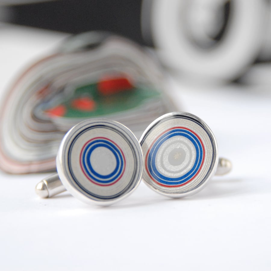  Sparkly fordite cufflinks (silver swivel backs)