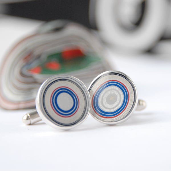  Sparkly fordite cufflinks (silver swivel backs)