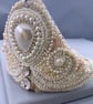 Ivory White Cultured Pearls, Ethiopian Opal & Zircon Beaded Bridal Tiara Crown  - Image 3