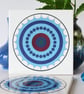 Blue Concentric Circle Pattern Ceramic Tile Trivet with Cork Backing - Image 1