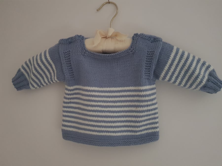 Hand Knitted Cashmerino Baby Jumper 0-6 months