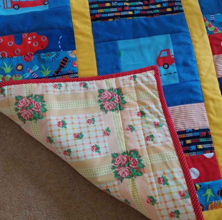 Child's patchwork quilted playmat, quilt Folksy