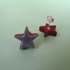 Grey and terracotta star stud earrings