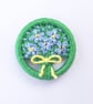 Forget-me-Not Dorset Button Brooch, Blue,Yellow, Green, 3.3cm, Handmade  - Image 4