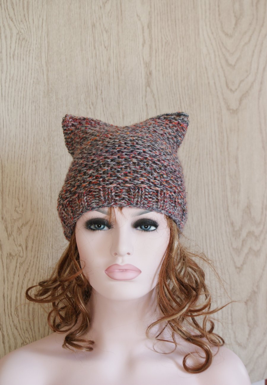 Hat  Knitted Chunky Cat Beanie Hat 