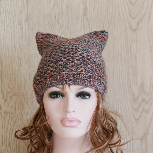 Hat  Knitted Chunky Cat Beanie Hat 