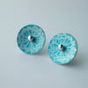 Dandelion clock stud earrings in teal