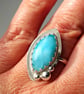 Larimar Adjustable Ring Sterling Silver Marquise Gemstone Jewellery Gift - Image 1