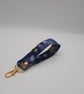 Bag charm wristlet  - keyfob, navy blue and gold snowflake keyring. Sale.    - Image 2