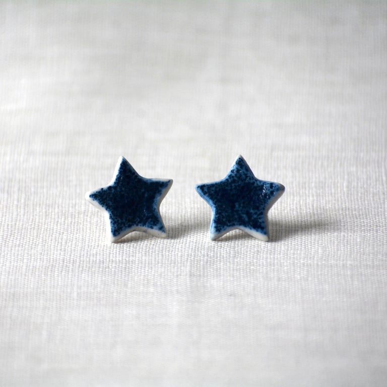 Star porcelain earrings with texture