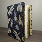 A6 Hand Bound Journal With Insects Silver Gold And Black