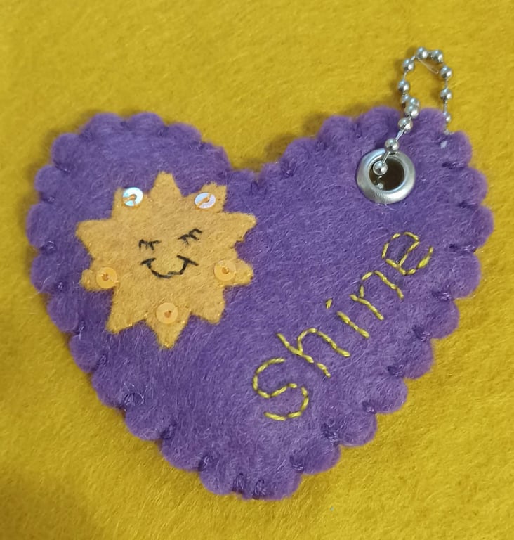 Handmade Sunshine Felt Keyring Bag Charm