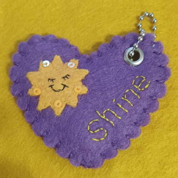 Handmade Sunshine Felt Keyring Bag Charm