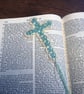 Cream and Turquoise Tatted Cross Bookmark - Image 3
