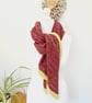 British Wool Scarf, Dahlia Shawl, Red & Yellow Crochet Neck Warmer - Image 5