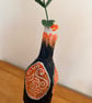 Hand Painted Decorative Bottle Vase Tribal Design Upcycled Glass Modern Boho art - Image 4