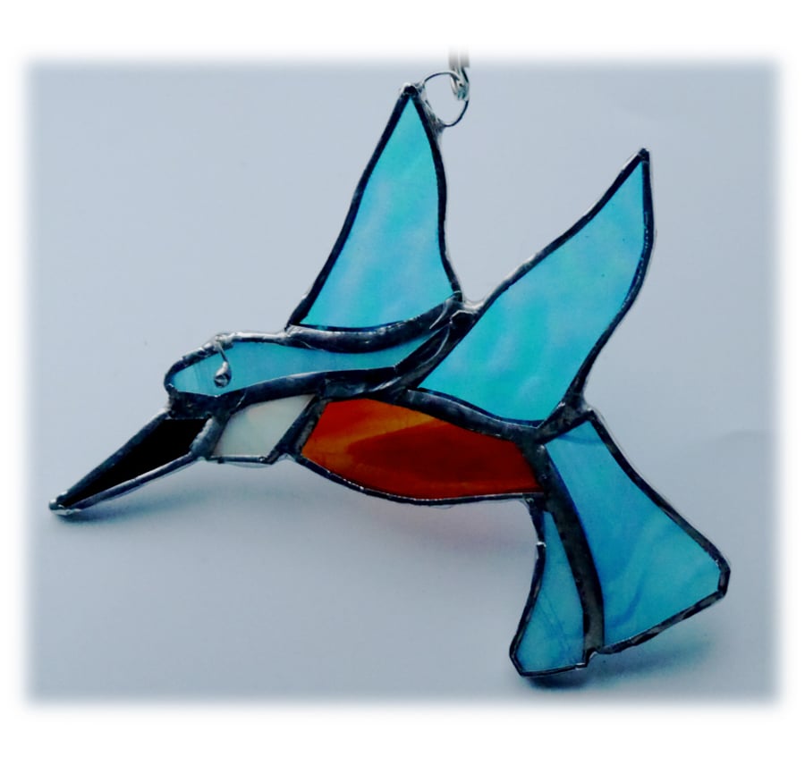 Kingfisher Suncatcher Stained Glass British Bird Handmade 042