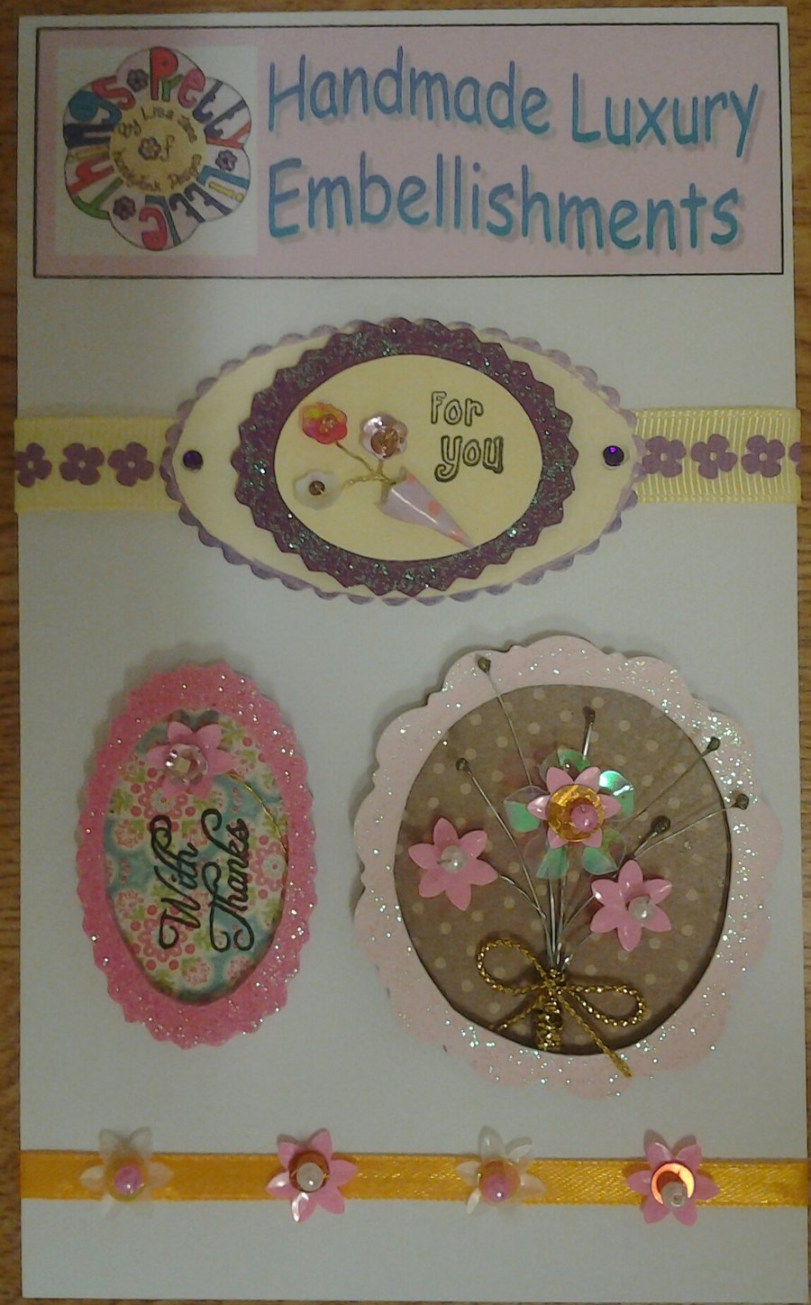 Flower Card Toppers, Embellishments