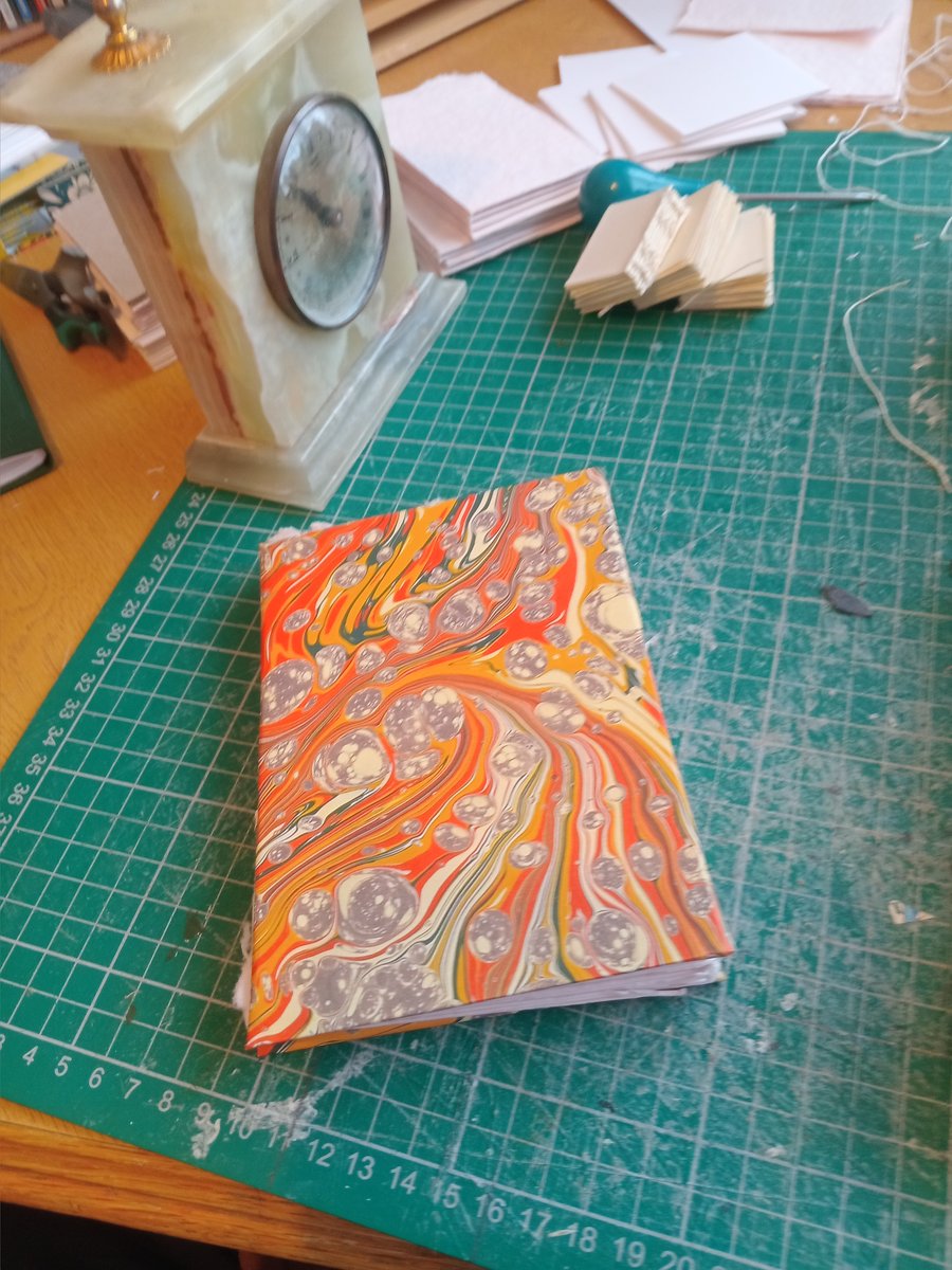 Folding concertina sketchbook A6 indian cotton rag paper and orange red