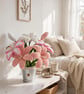 Pink and White Everlasting Lily Pot - Handmade Chenille Flower Bouquet - Image 2
