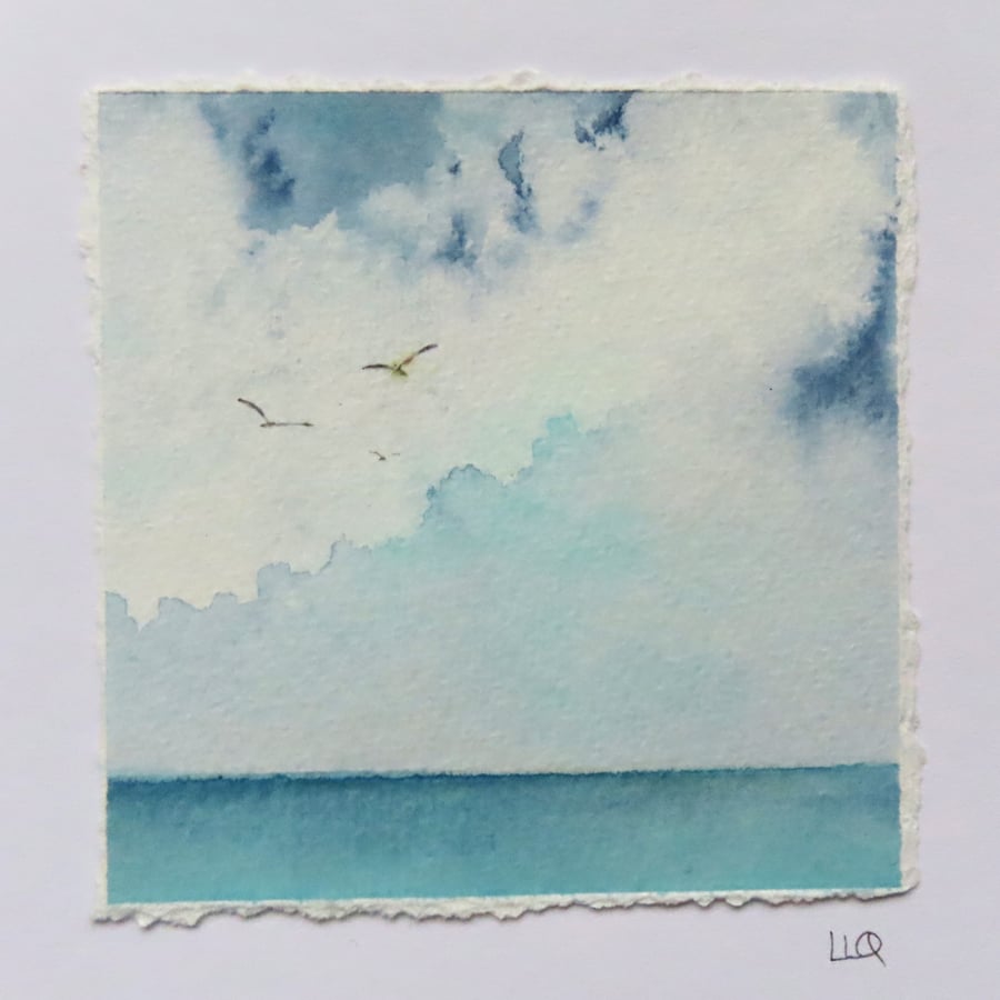 Original watercolour blank artist card OOAK blank for your own message