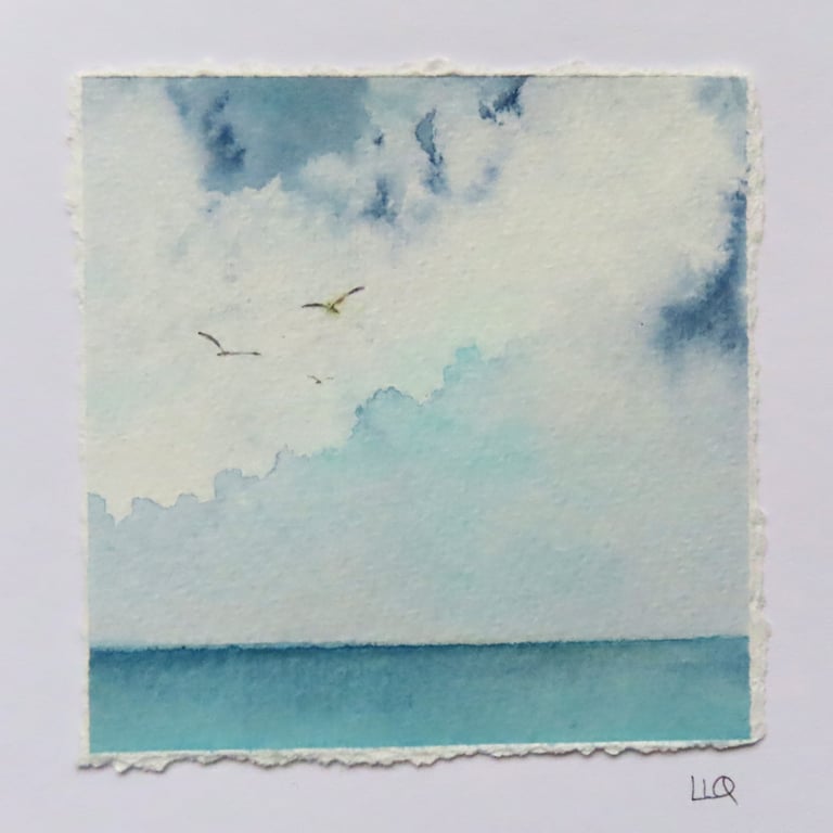 Original watercolour blank artist card OOAK blank for your own message