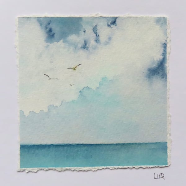 Original watercolour blank artist card OOAK blank for your own message