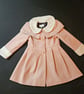 Girls’ Blush Pink Cashmere Wool Coat with Sherpa Collar & Cuffs