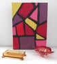 Small Geometric Abstract Bright Oil Painting. Pink, Red, Yellow Purple and Black - Image 2