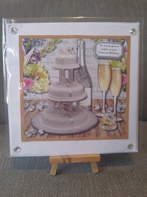 Diamond Wedding Anniversary Handmade Card 