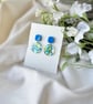 Blue Glitter Acrylic Hoop Earrings - Confetti Circle Statement Dangles - Image 4