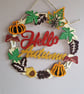 Wooden Hello autumn wreath. 