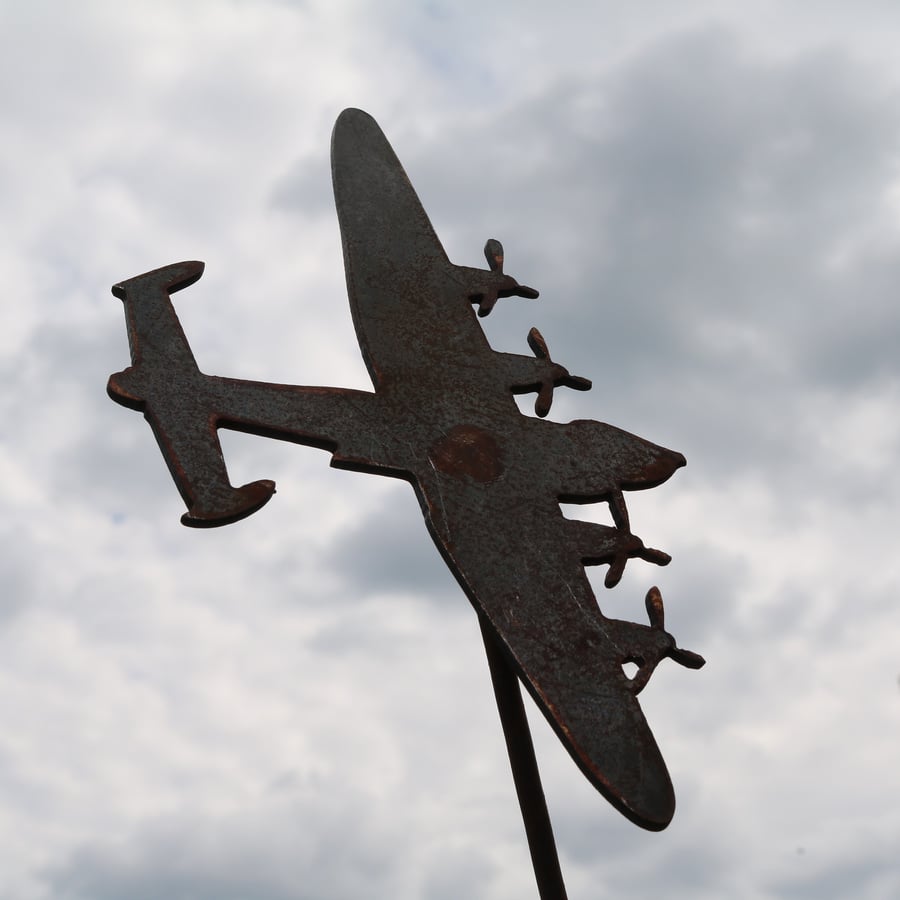 Rusty metal Lancaster aircraft outdoor and garden aviation gift 