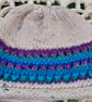 Handknit chunky wool hat col 3 Cream - Image 5