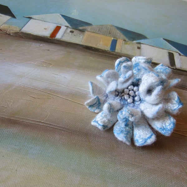 Handmade Felted Wool Flower Brooch