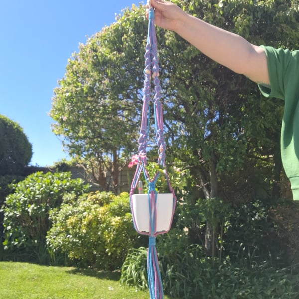 Large Multicoloured Macrame Plant Hanger