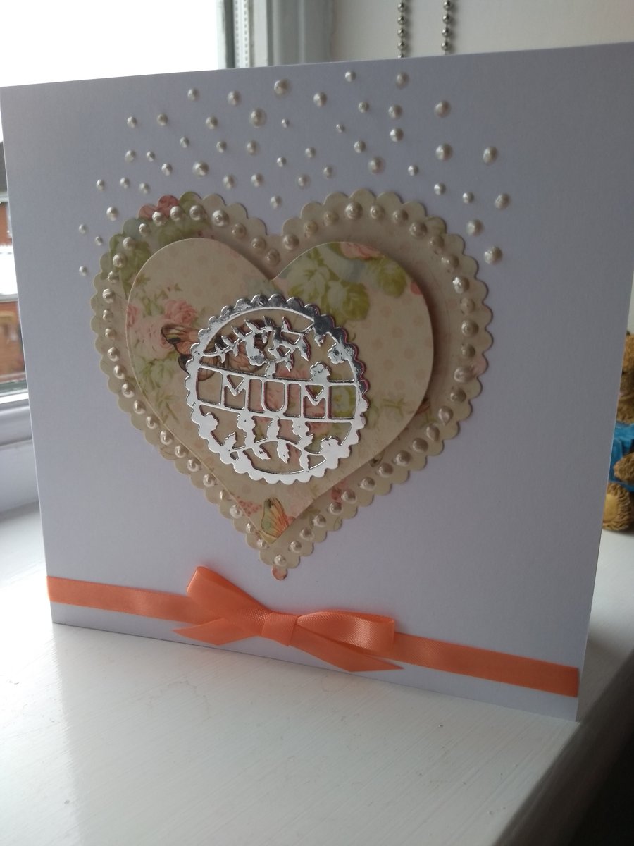Twin hearts floral Mother's Day card