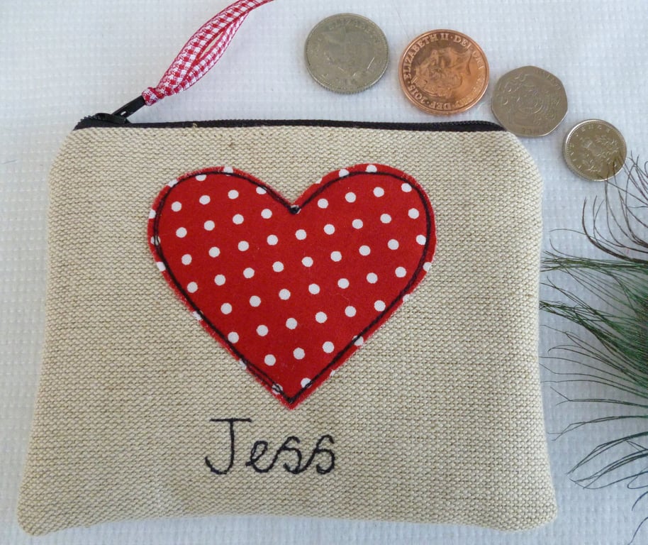 Personalised Heart Purse - Custom Wallet or Pouch - Ideal gift for anniversary 