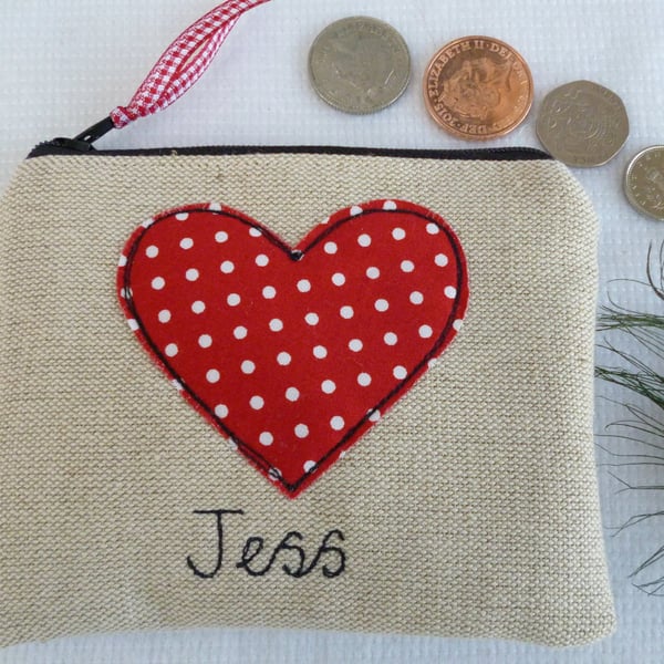 Personalised Heart Purse - Custom Wallet or Pouch - Ideal gift for anniversary 